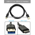 Super Speed ​​USB 3.1 Type C à USB A 3.0 Câble de données mâle à mâle pour Macbook, Nokia N1